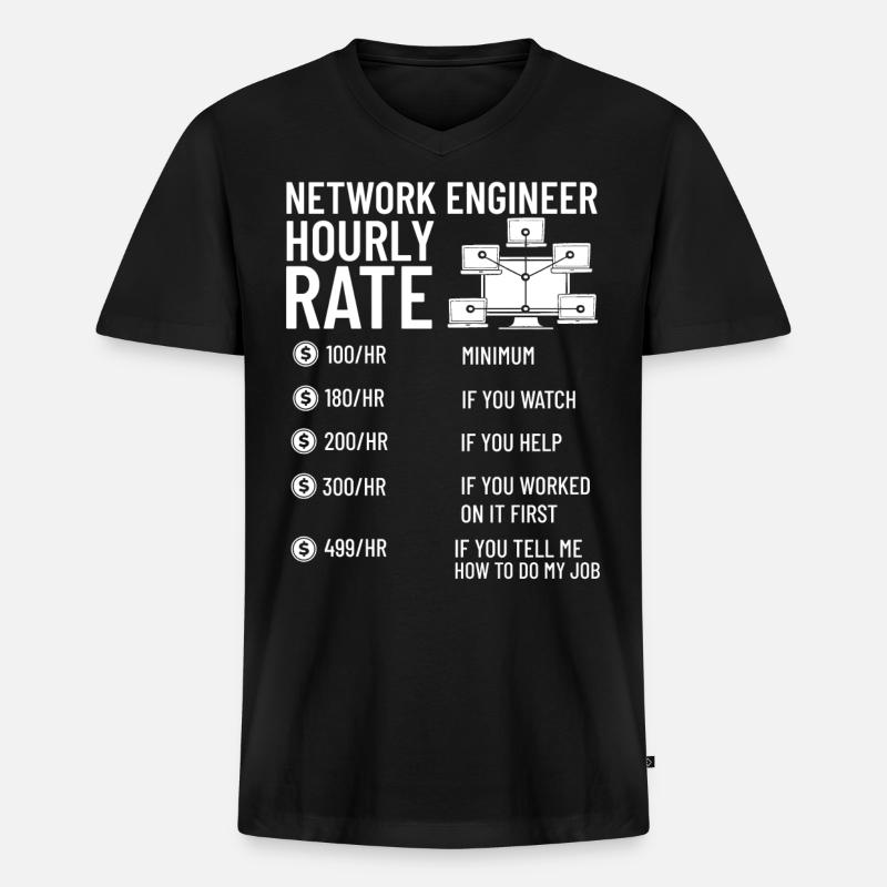 Netzwerkingenieur Network Engineer Computer - Männer Premium Bio T-Shirt mit V-Ausschnitt - Schwarz