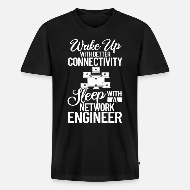 Netzwerkingenieur Network Engineer Computer - Männer Premium Bio T-Shirt mit V-Ausschnitt - Schwarz
