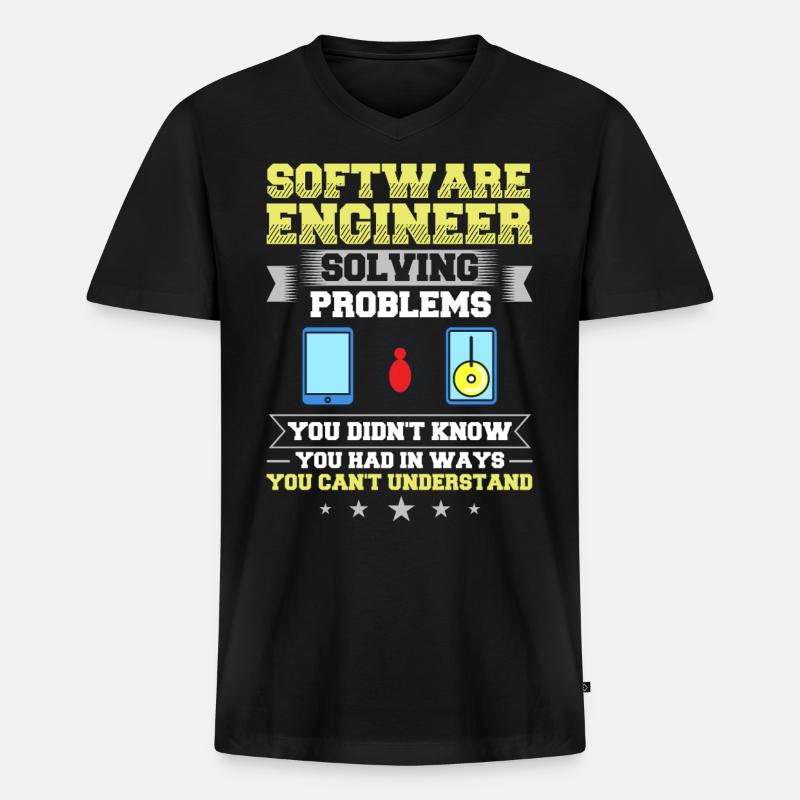 Software Engineering Softwaretechnik Ingenieur - Männer Premium Bio T-Shirt mit V-Ausschnitt - Schwarz