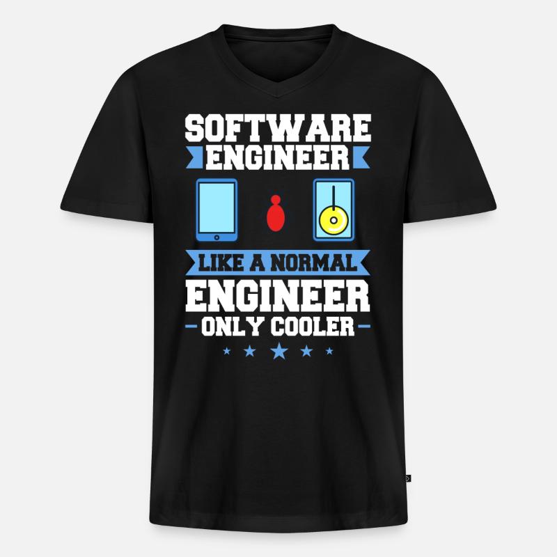 Software Engineering Softwaretechnik Ingenieur - Männer Premium Bio T-Shirt mit V-Ausschnitt - Schwarz