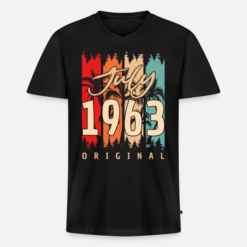 Retro 1963 Im Juli - Männer Premium Bio T-Shirt mit V-Ausschnitt - Schwarz