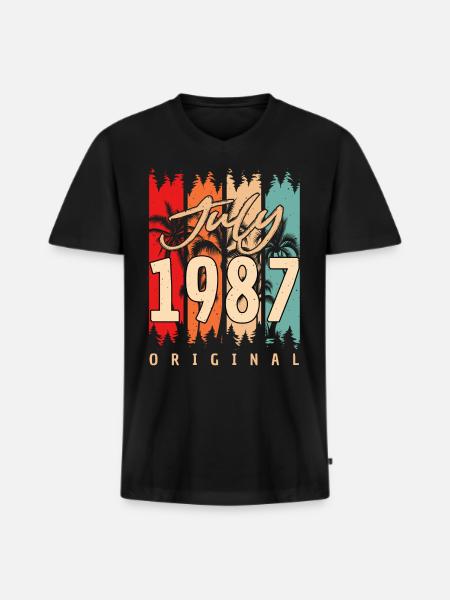 Juli 1987 Geschenkidee - Männer Premium Bio T-Shirt mit V-Ausschnitt - Schwarz