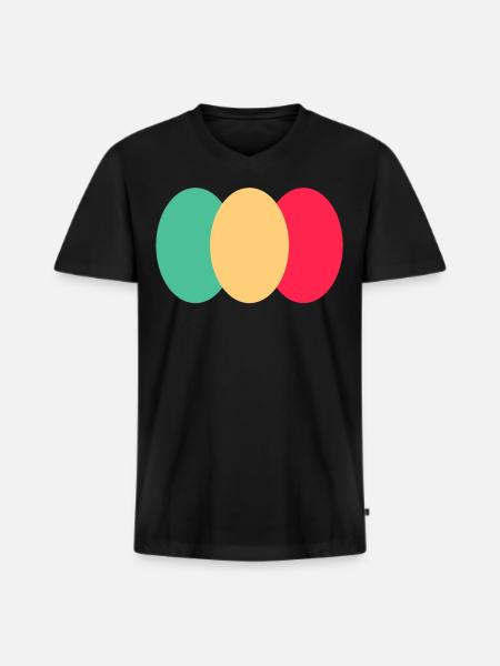 Three Ovals - Green-Yellow - Red - Men's Premium Organic T-shirt with V-neck - black