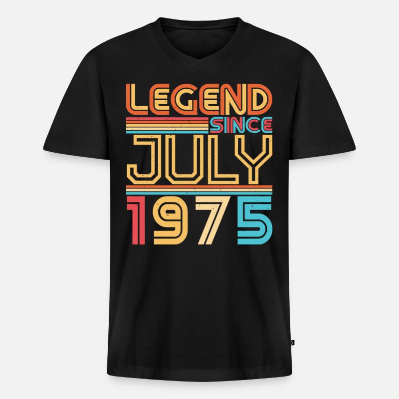 1975 Juli Retro - Männer Premium Bio T-Shirt mit V-Ausschnitt - Schwarz