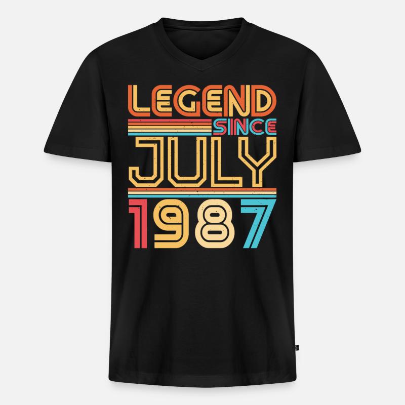 Juli 1987 Geschenkidee - Männer Premium Bio T-Shirt mit V-Ausschnitt - Schwarz