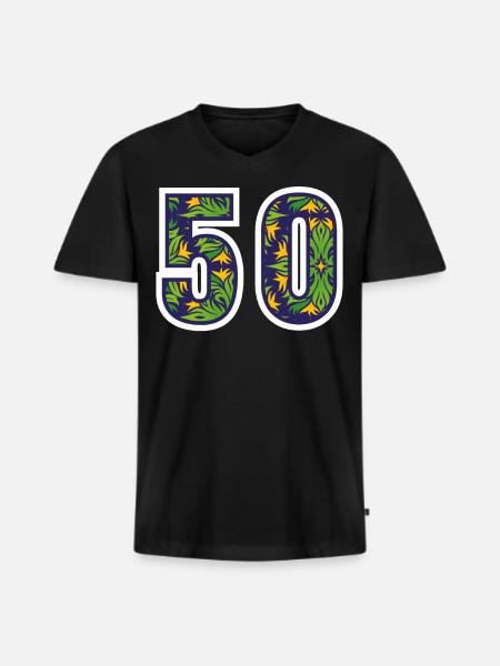 50 Number Green - Men's Premium Organic T-shirt with V-neck - black