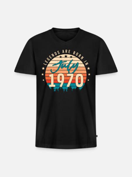 Juillet 1970 Rétro - T-shirt encolure en V Premium bio Homme - noir