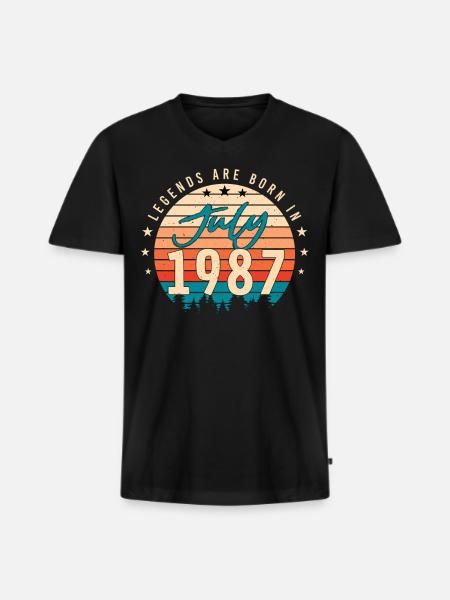 Geschenkidee für Juli 1987 - Männer Premium Bio T-Shirt mit V-Ausschnitt - Schwarz