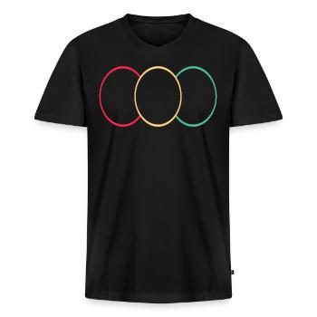 Trois anneaux Rouge - Jaune - Vert - T-shirt encolure en V Premium bio Homme - noir - Devant - Nico (187cm)