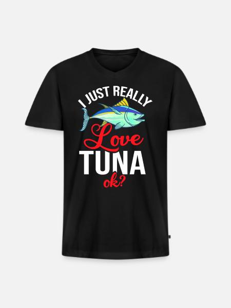 Bluefin tuna Bluefin fisherman Greek - Men's Premium Organic T-shirt with V-neck - black