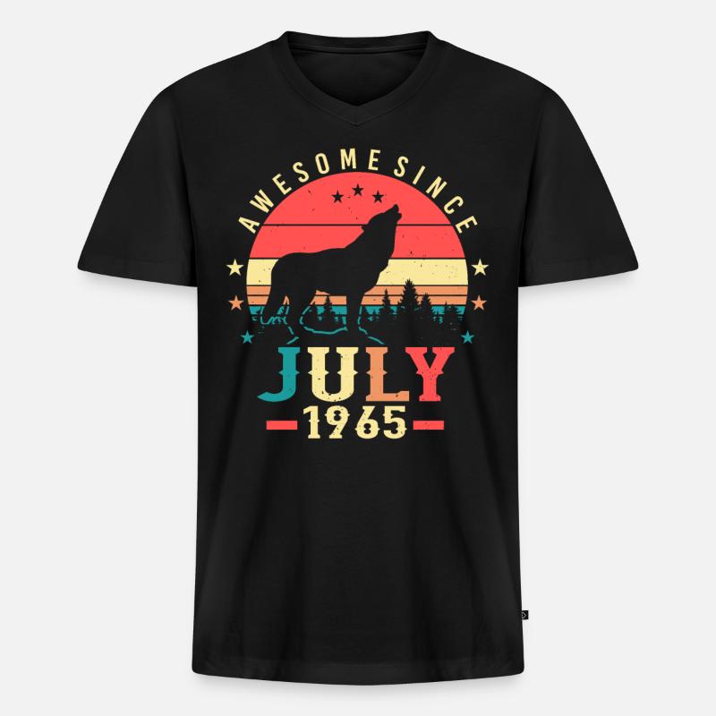 Baujahr 1965 Juli - Männer Premium Bio T-Shirt mit V-Ausschnitt - Schwarz