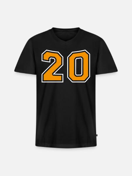 Numéro 20 Orange - T-shirt encolure en V Premium bio Homme - noir