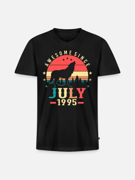 Geboren Im Juli 1995 - Männer Premium Bio T-Shirt mit V-Ausschnitt - Schwarz