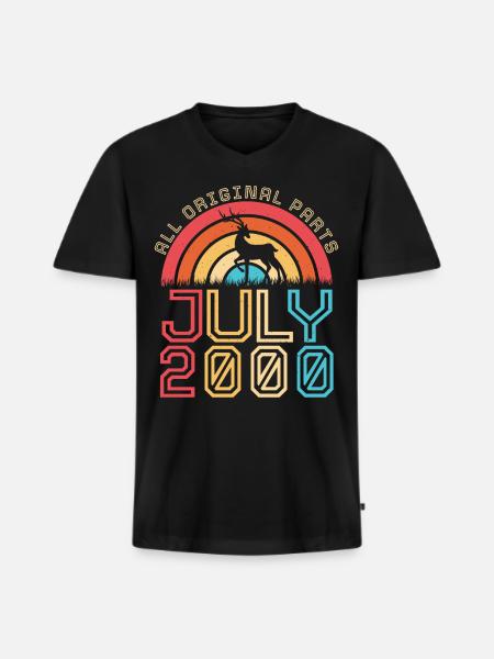Geschenkidee Für Juli 2000 - Männer Premium Bio T-Shirt mit V-Ausschnitt - Schwarz