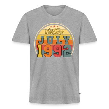 30 Jahre Juli 1992 - Männer Premium Bio T-Shirt mit V-Ausschnitt - Grau meliert - Vorne
