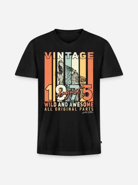 Baujahr 1975 Im August - Männer Premium Bio T-Shirt mit V-Ausschnitt - Schwarz