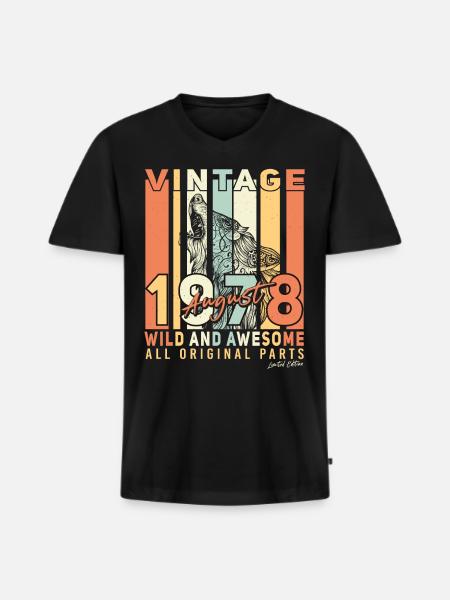 Geburtsmonat August 1978 - Männer Premium Bio T-Shirt mit V-Ausschnitt - Schwarz