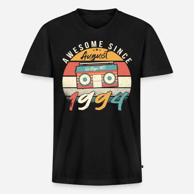 Geburtsmonat August 1994 - Männer Premium Bio T-Shirt mit V-Ausschnitt - Schwarz
