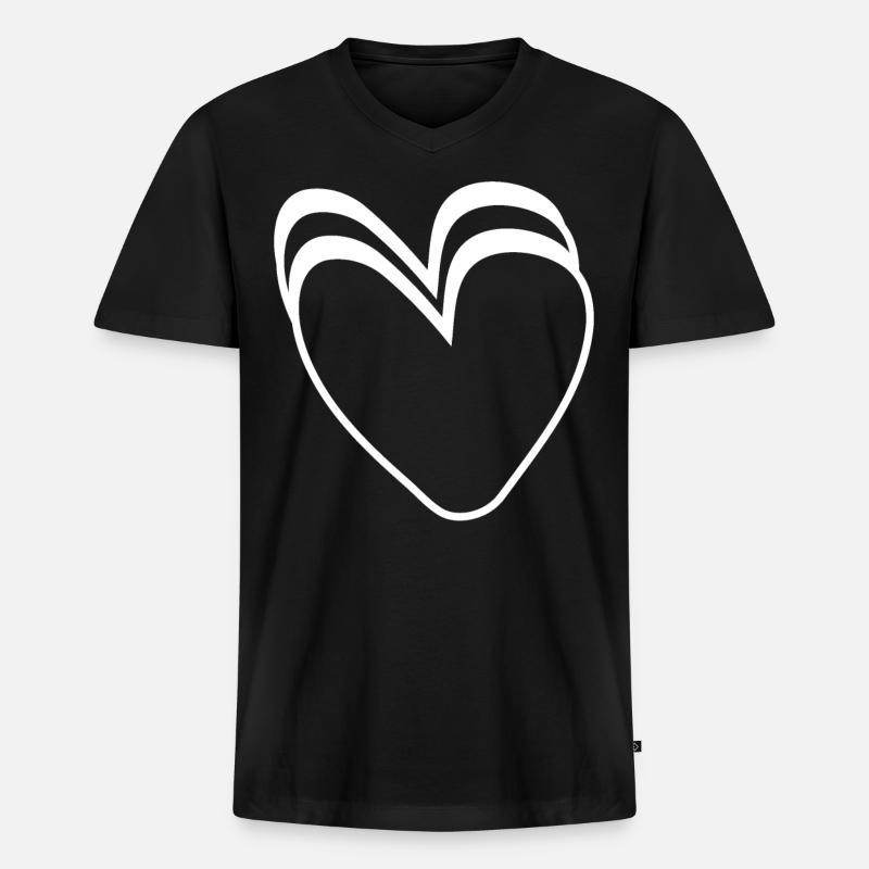 Weisse Herzen - Männer Premium Bio T-Shirt mit V-Ausschnitt - Schwarz