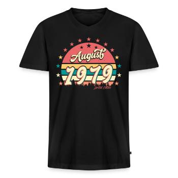 Geboren Im August 1979 - Männer Premium Bio T-Shirt mit V-Ausschnitt - Schwarz - Vorne - Nico (187cm)