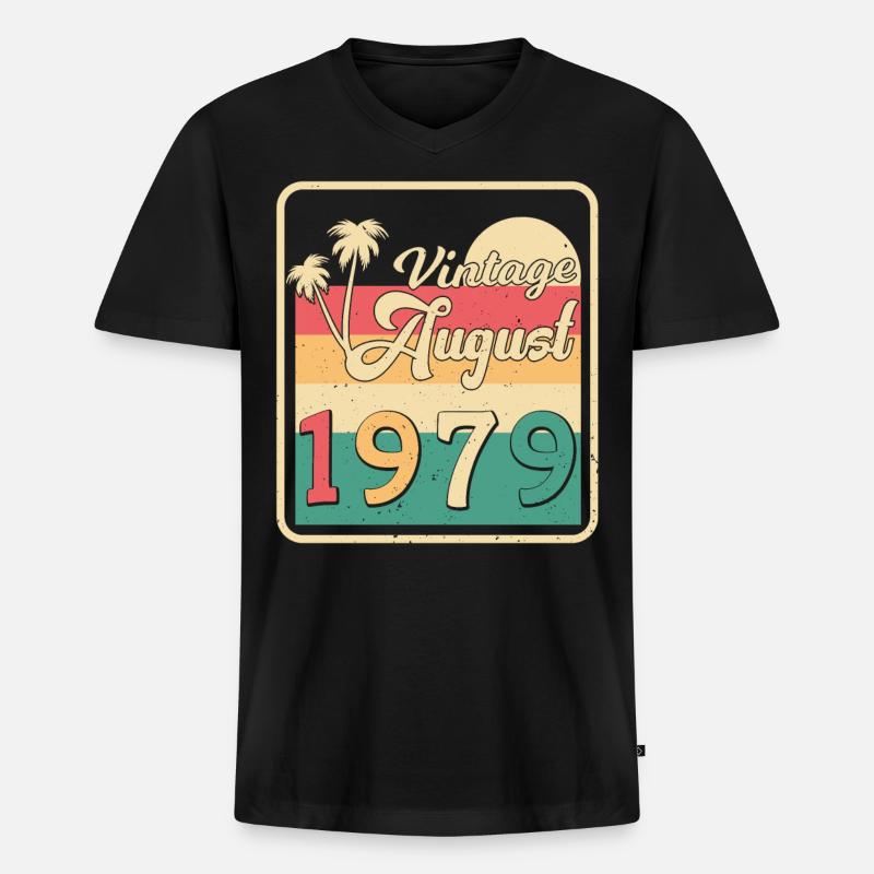1979 August Geschenkidee - Männer Premium Bio T-Shirt mit V-Ausschnitt - Schwarz
