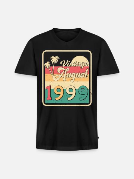 1999 August Retro - Männer Premium Bio T-Shirt mit V-Ausschnitt - Schwarz