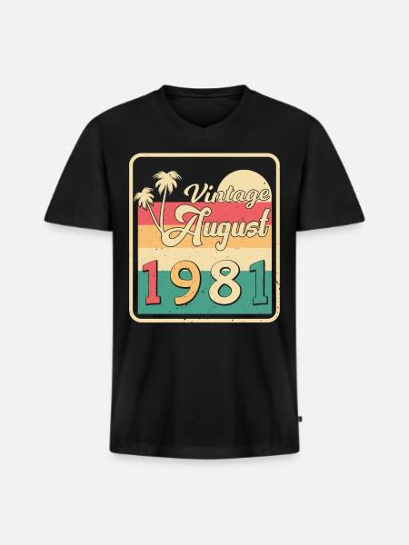 1981 August Geschenkidee - Männer Premium Bio T-Shirt mit V-Ausschnitt - Schwarz