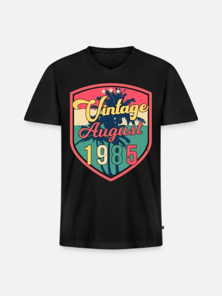 August 1985 Geschenkidee - Männer Premium Bio T-Shirt mit V-Ausschnitt - Schwarz