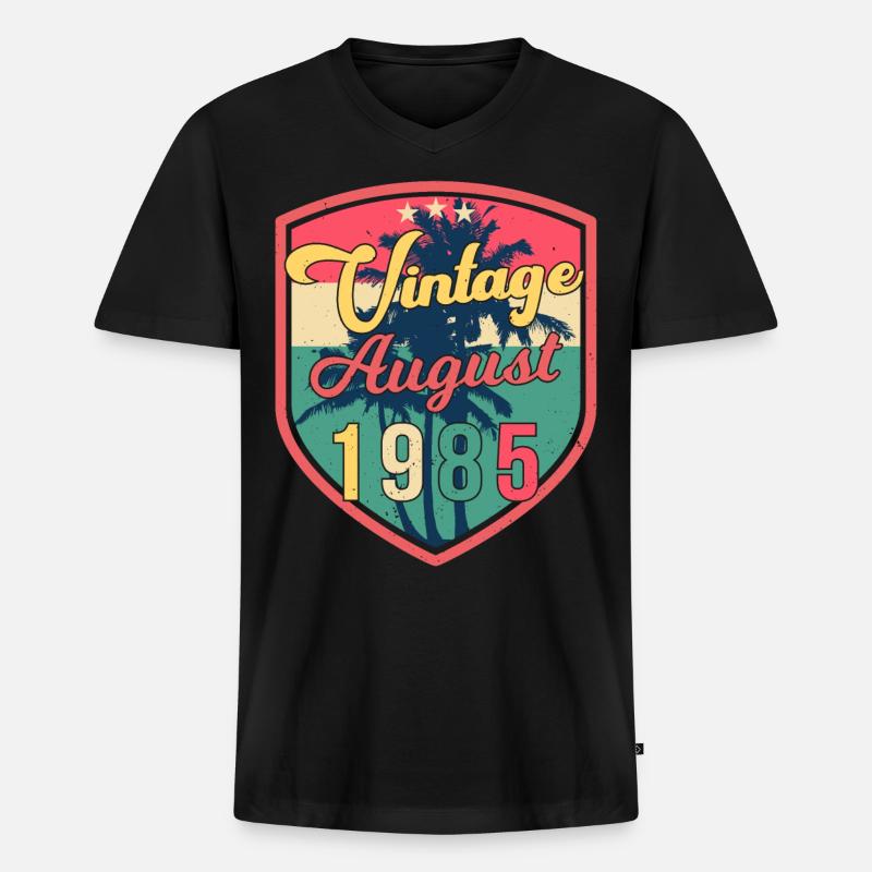 August 1985 Geschenkidee - Männer Premium Bio T-Shirt mit V-Ausschnitt - Schwarz