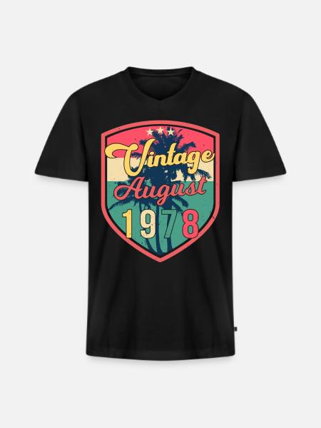 Baujahr 1978 Im August - Männer Premium Bio T-Shirt mit V-Ausschnitt - Schwarz