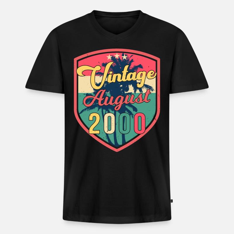 Bester Geburtsmonat August 2000 - Männer Premium Bio T-Shirt mit V-Ausschnitt - Schwarz