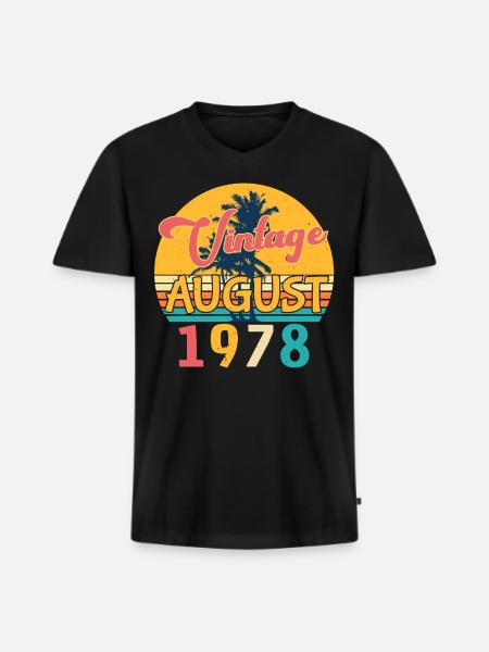 1978 August Retro - Männer Premium Bio T-Shirt mit V-Ausschnitt - Schwarz