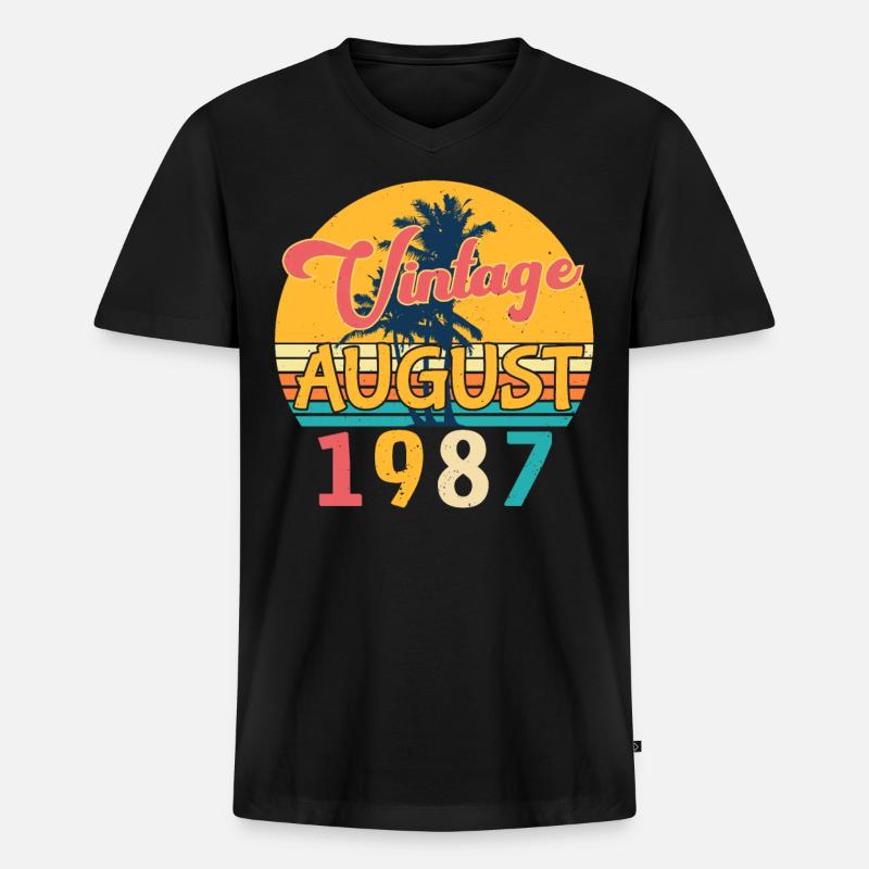 August 1987 Geschenkidee - Männer Premium Bio T-Shirt mit V-Ausschnitt - Schwarz
