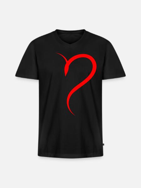 Half Red Heart - Men's Premium Organic T-shirt with V-neck - black