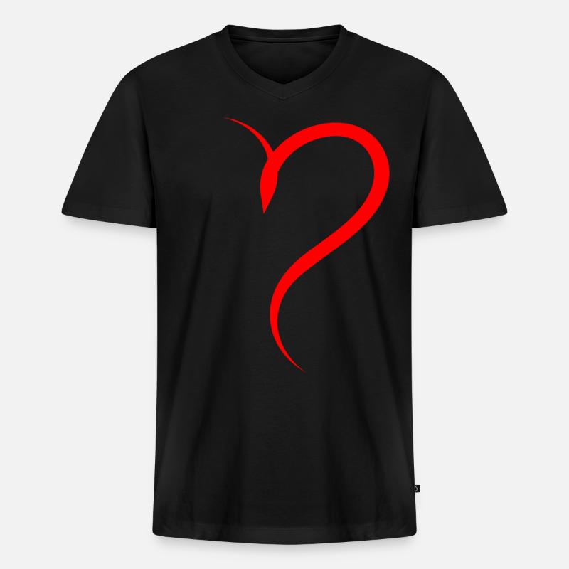 Halbes Rotes Herz - Männer Premium Bio T-Shirt mit V-Ausschnitt - Schwarz