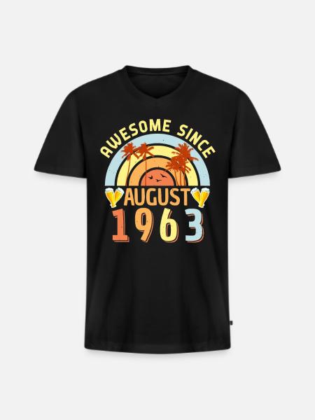 Legendary August 1963 - Men's Premium Organic T-shirt with V-neck - black