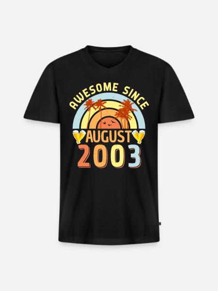 Geburtsmonat August 2003 - Männer Premium Bio T-Shirt mit V-Ausschnitt - Schwarz