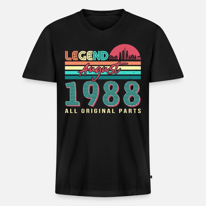 Geboren Im August 1988 - Männer Premium Bio T-Shirt mit V-Ausschnitt - Schwarz