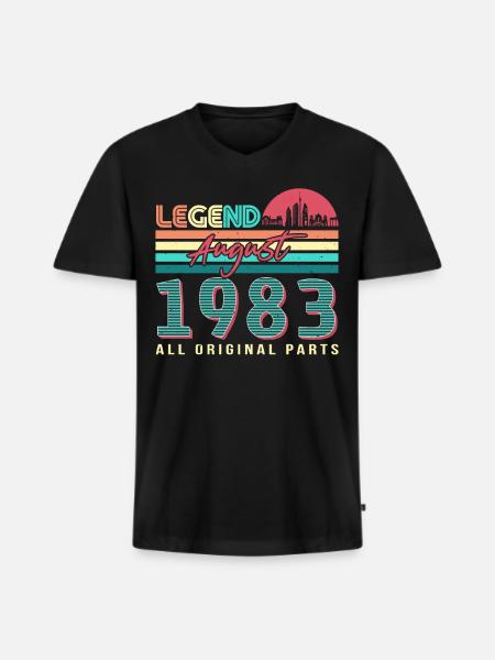 Retro 1983 August - Men's Premium Organic T-shirt with V-neck - black