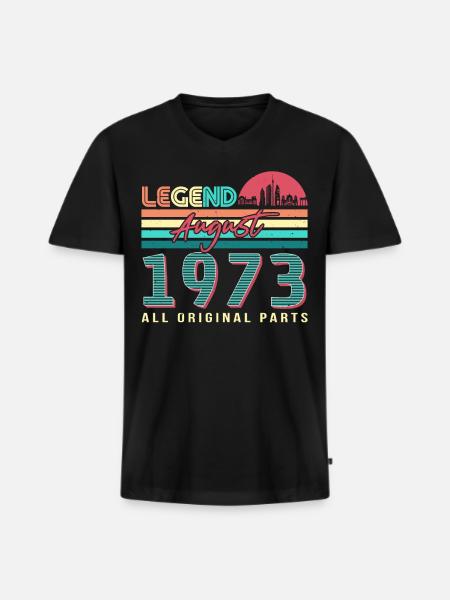 August 1973 Legende - Männer Premium Bio T-Shirt mit V-Ausschnitt - Schwarz
