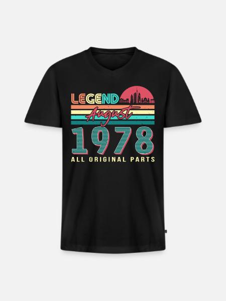 Rétro 1978 Août - T-shirt encolure en V Premium bio Homme - noir