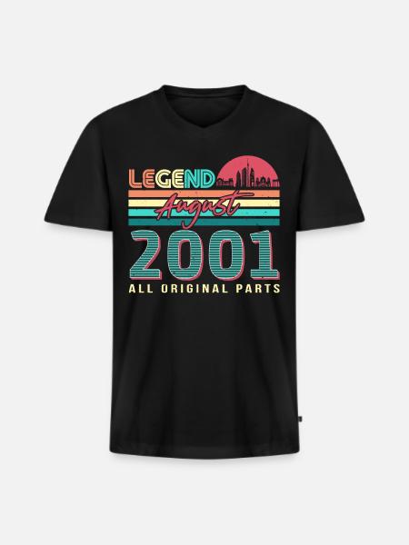 Salutations d’anniversaire août 2001 - T-shirt encolure en V Premium bio Homme - noir