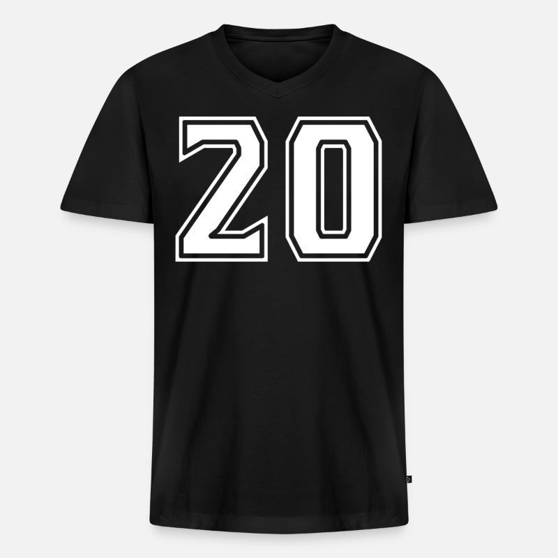 20 conception blanche - T-shirt encolure en V Premium bio Homme - noir