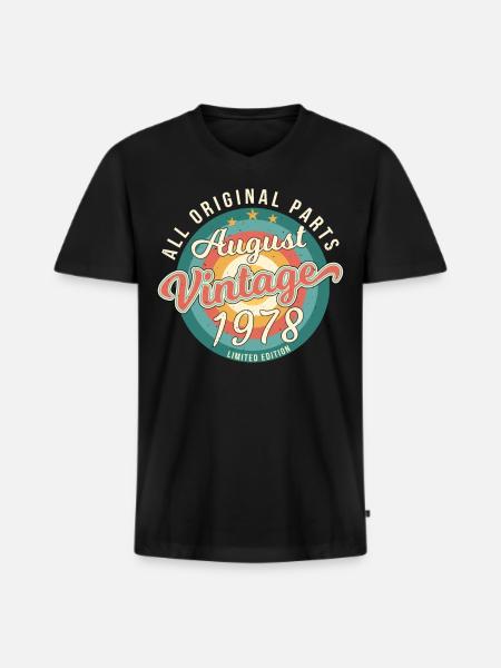 August 1978 Geschenkidee - Männer Premium Bio T-Shirt mit V-Ausschnitt - Schwarz