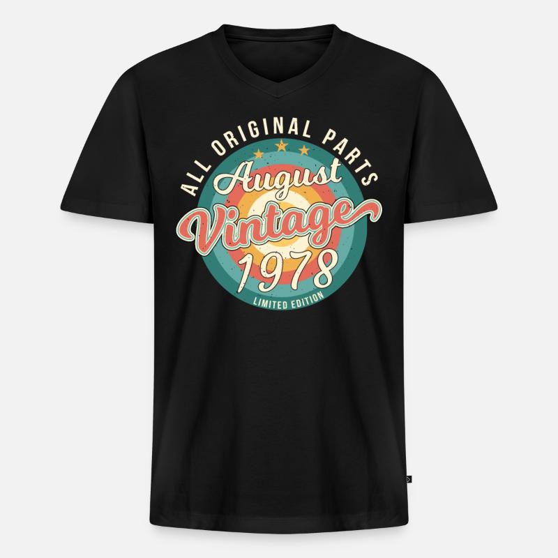 August 1978 Geschenkidee - Männer Premium Bio T-Shirt mit V-Ausschnitt - Schwarz