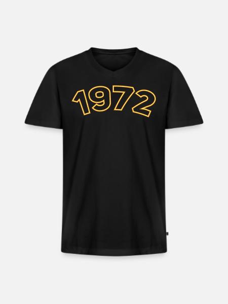 1972 year yellow - Men's Premium Organic T-shirt with V-neck - black