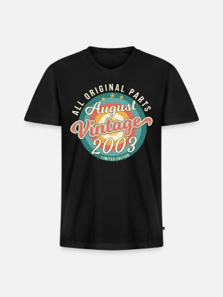 Millésime août 2003 - T-shirt encolure en V Premium bio Homme - noir