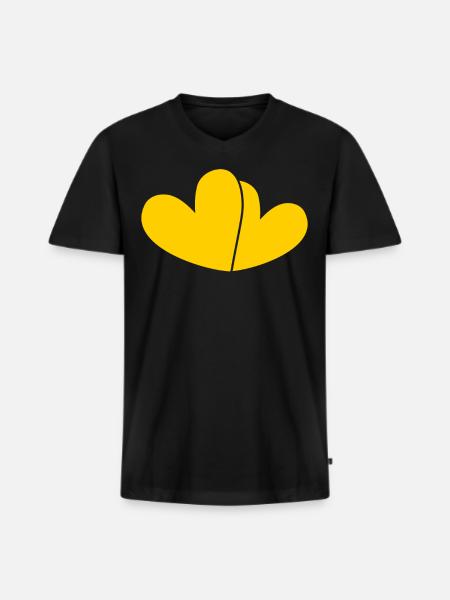 Two Yellow Hearts - Men's Premium Organic T-shirt with V-neck - black