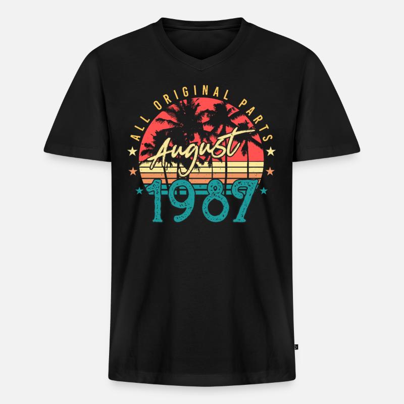 August 1987 Geschenkidee - Männer Premium Bio T-Shirt mit V-Ausschnitt - Schwarz