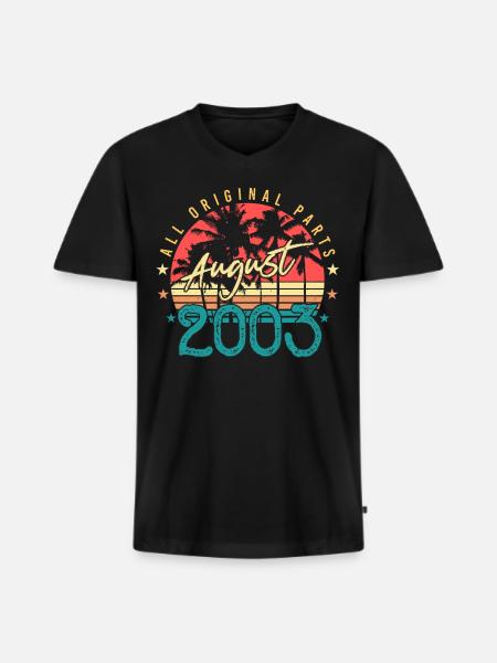 Geburtsmonat August 2003 - Männer Premium Bio T-Shirt mit V-Ausschnitt - Schwarz